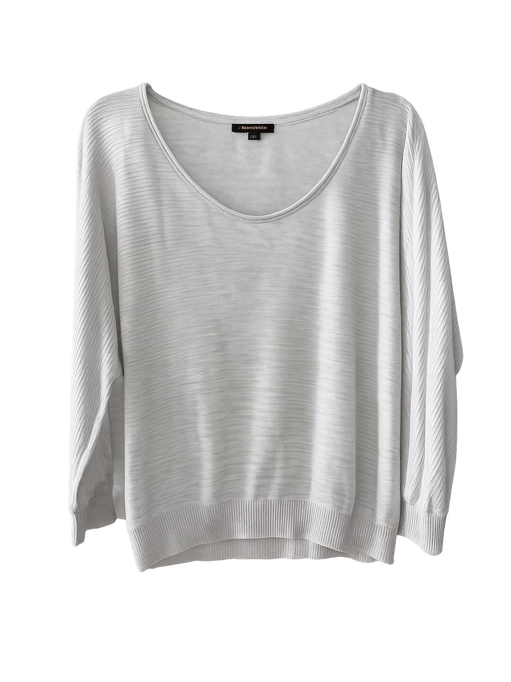 Massimo Dutti Light Grey Textured Dolman Sleeve Sweater Blouse - Size S